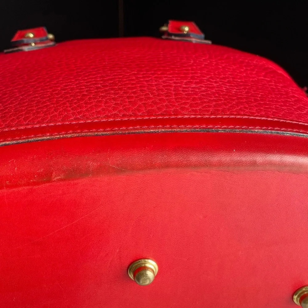 Dooney and Bourke Red Leather Norfolk Case Dome Satchel Bag R04 - Picture 9 of 16